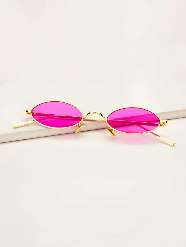 Shein- Tinted Lens Metal Frame Sunglasses