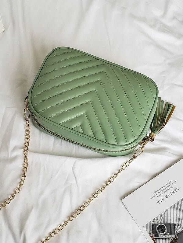 Shein- Tassel Decor Chevron Graphic Crossbody Bag