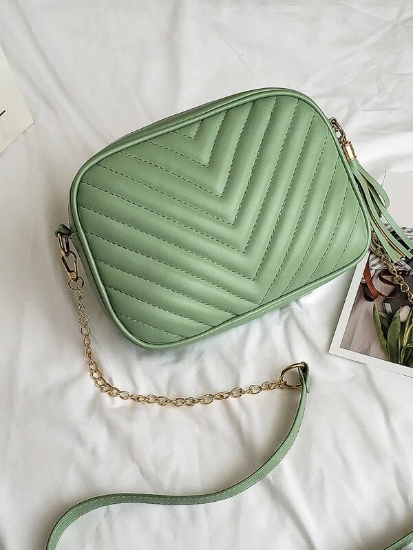 Shein- Tassel Decor Chevron Graphic Crossbody Bag