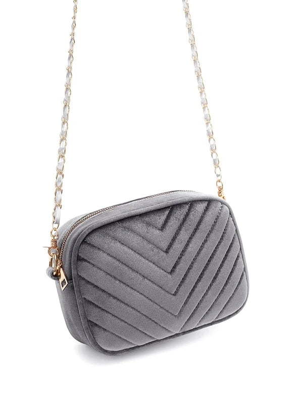 Shein- Chevron Graphic Crossbody Bag- Silver