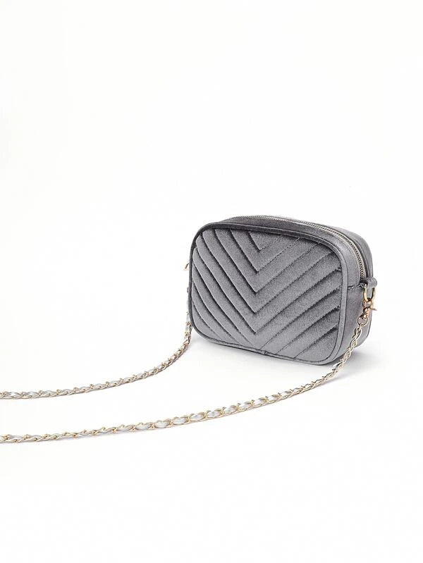 Shein- Chevron Graphic Crossbody Bag- Silver