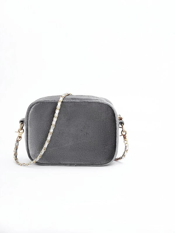 Shein- Chevron Graphic Crossbody Bag- Silver