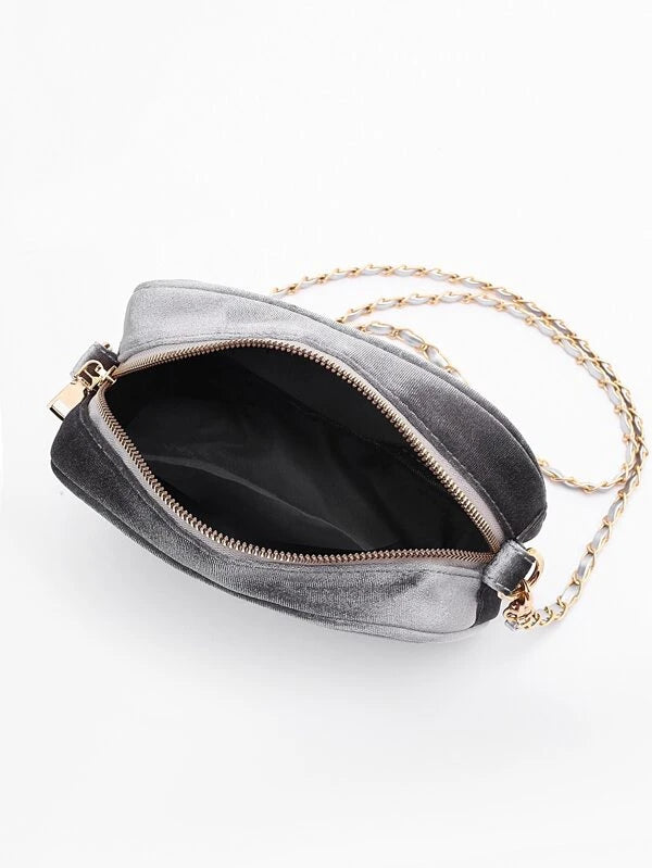 Shein- Chevron Graphic Crossbody Bag- Silver