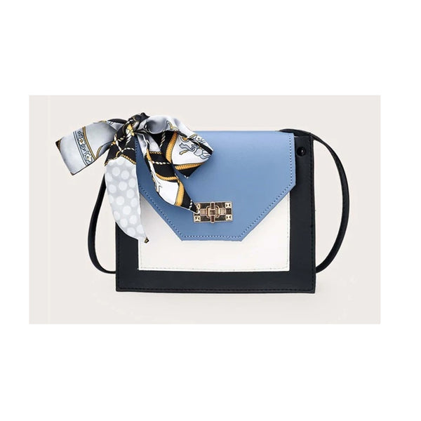 Shein- Random Twilly Scarf Decor Color Block Crossbody Bag