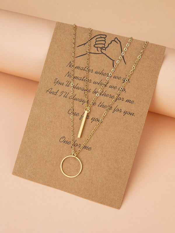 Shein 2pcs Round Charm Necklace