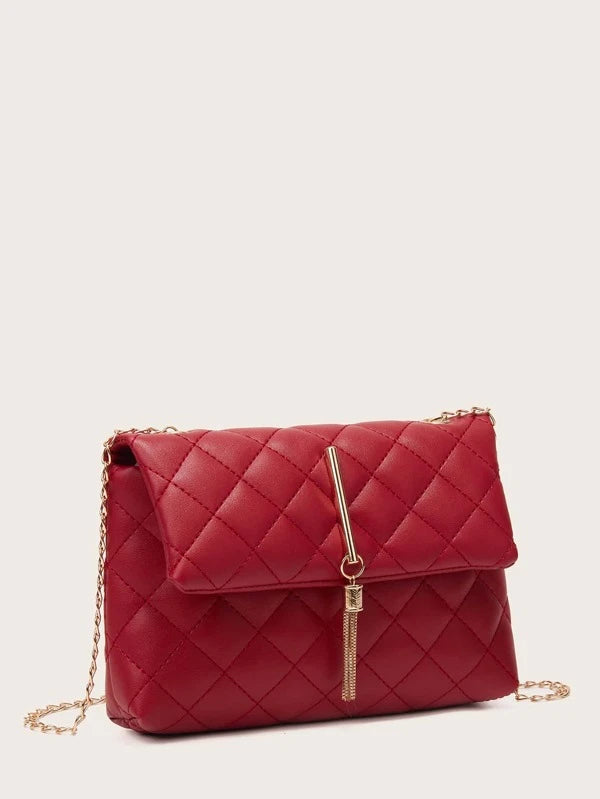 Shein- Metal Tassel Decor Quilted Crossbody Bag
