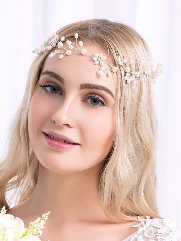 Shein - faux pearl decorative headband