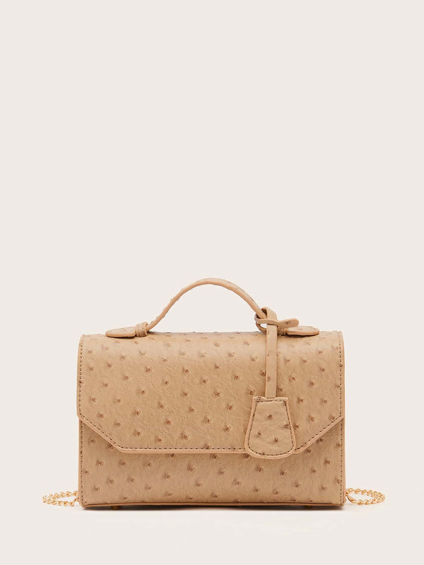 Shein- Ostrich Pattern Flap Satchel Bag