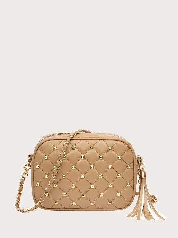 Shein- Spiked Decor Quilted Crossbody Bag
