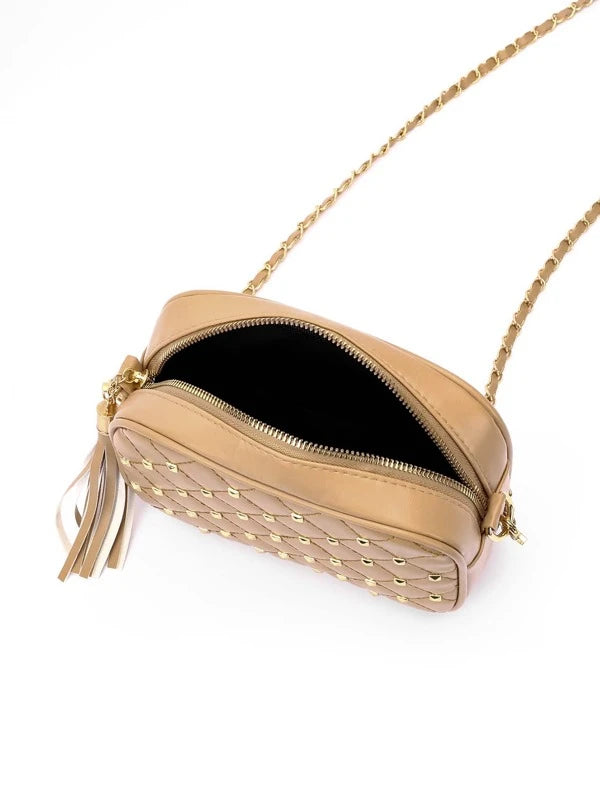 Shein- Spiked Decor Quilted Crossbody Bag