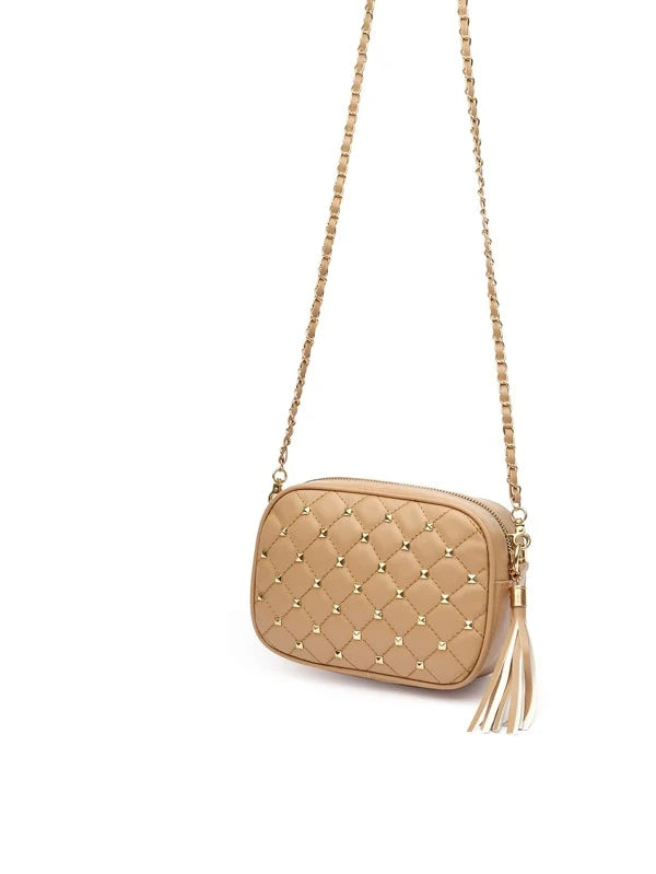 Shein- Spiked Decor Quilted Crossbody Bag