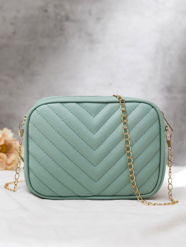 Shein- Minimalist Chevron Quilted Chain Crossbody Bag