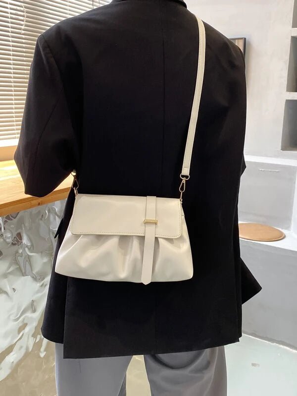 Shein- Minimalist Ruched Flap Crossbody Bag