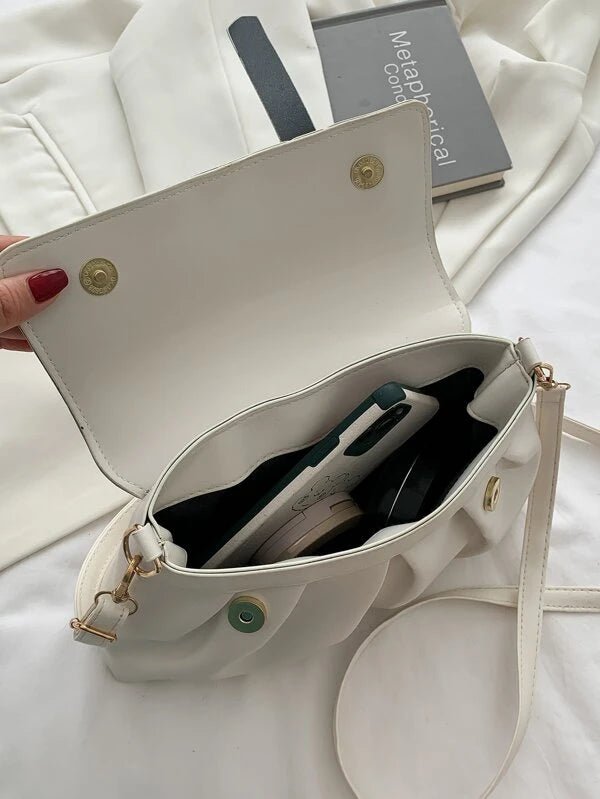 Shein- Minimalist Ruched Flap Crossbody Bag
