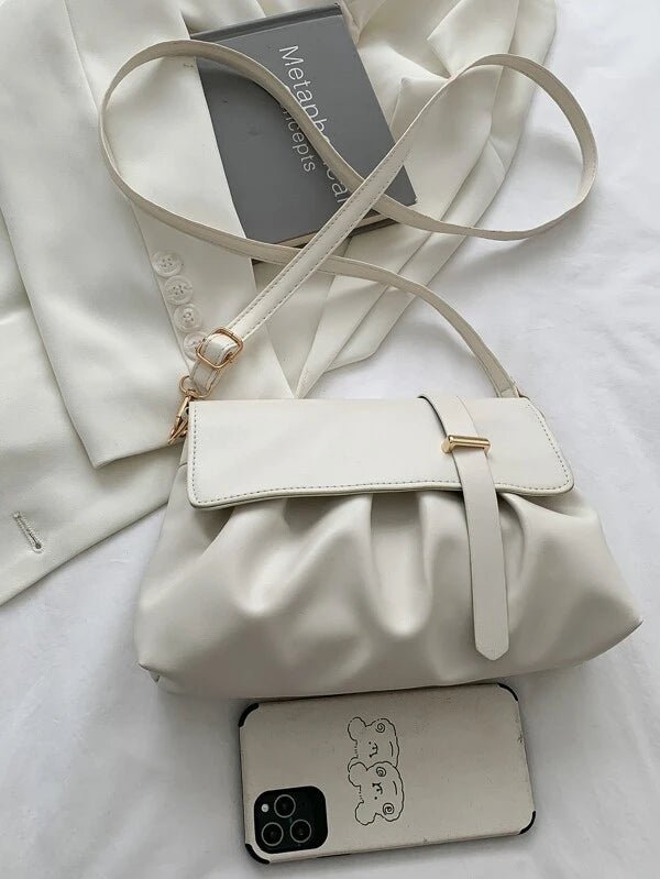 Shein- Minimalist Ruched Flap Crossbody Bag