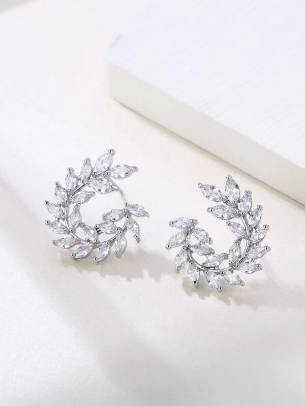Shein Cubic zirconia leaf stud earrings