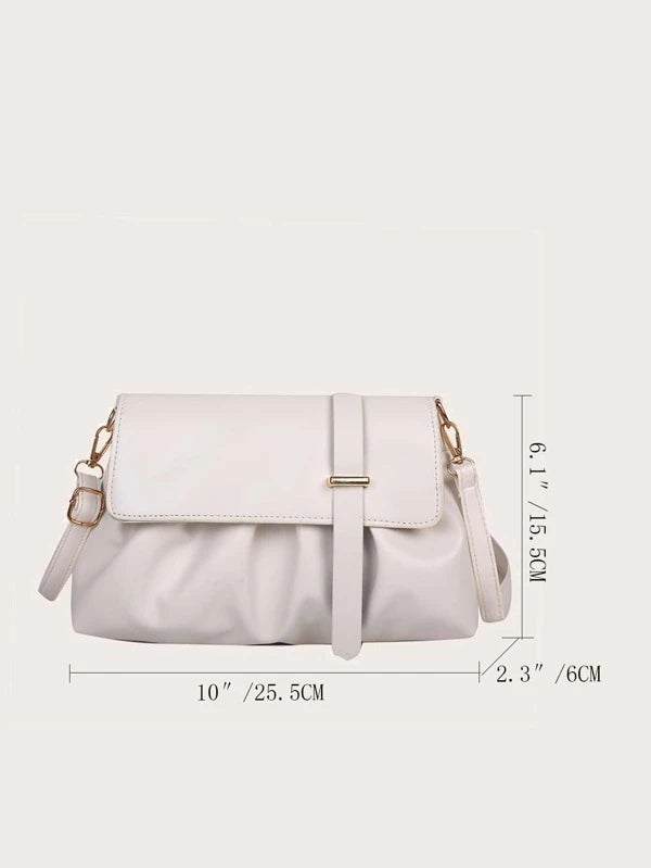 Shein- Minimalist Ruched Flap Crossbody Bag