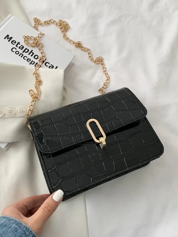 Shein- Croc Embossed Chain Crossbody Bag
