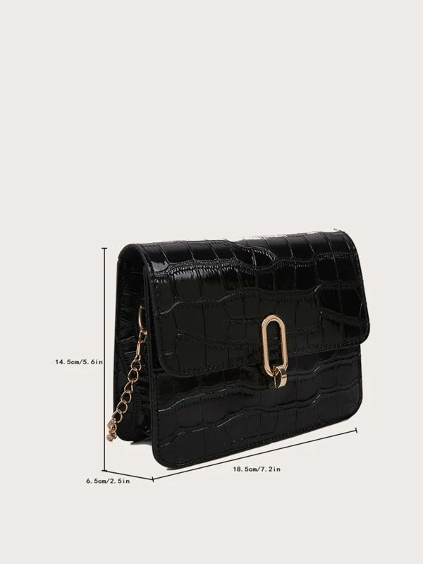 Shein- Croc Embossed Chain Crossbody Bag