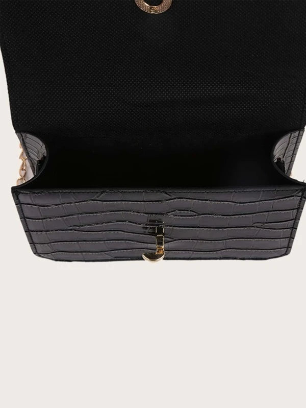 Shein- Croc Embossed Chain Crossbody Bag