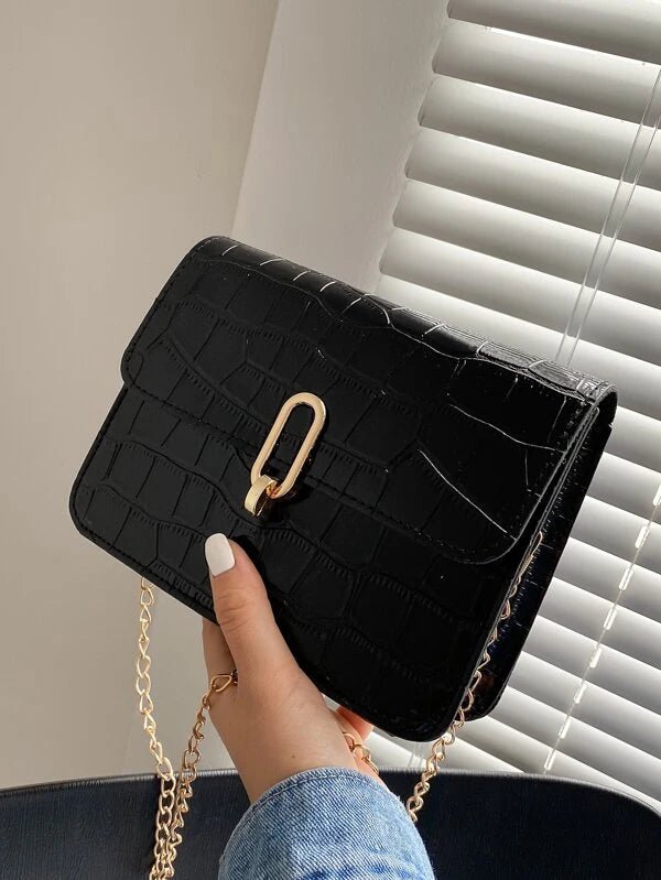 Shein- Croc Embossed Chain Crossbody Bag