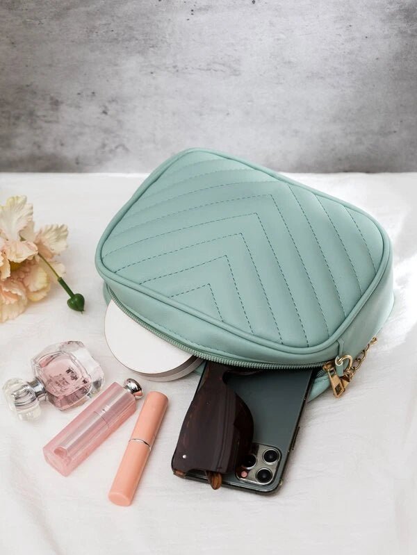 Shein- Minimalist Chevron Quilted Chain Crossbody Bag