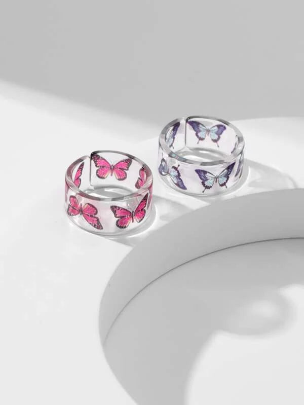 Shein- Butterfly graphic open ring 2 pcs