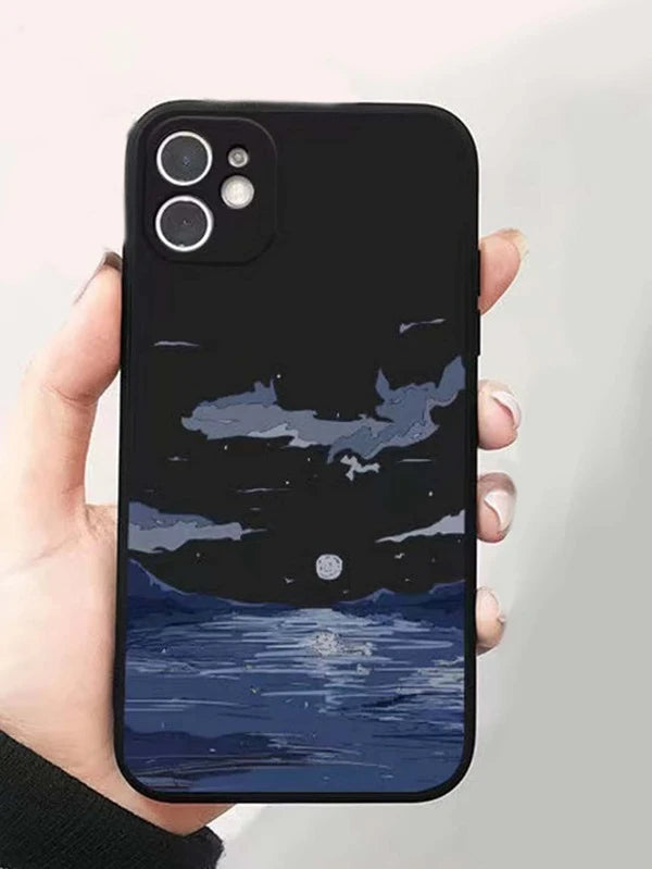Shein- Mobile Phone Covers For A Pair, Landscape Print, 2 Pieces- Multicolor