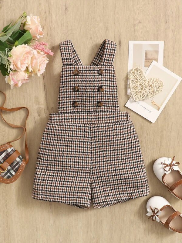Shein- Baby Romper Hooded Pattern Print Button Detail
