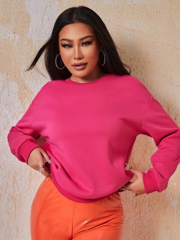 Shein SXY Solid Color Low Shoulder Pullover