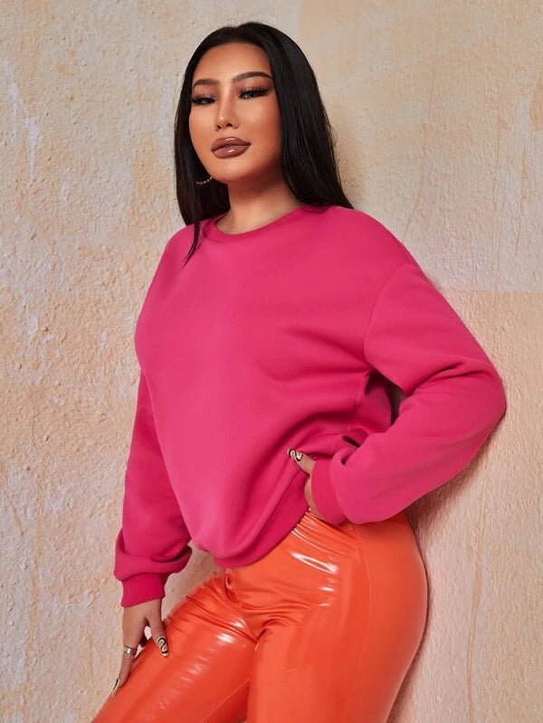 Shein SXY Solid Color Low Shoulder Pullover