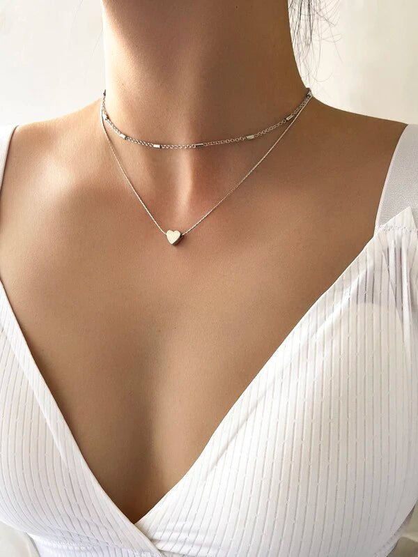 Shein- X Otwarte Drzwi 2-Piece Heart Embellishment Necklace