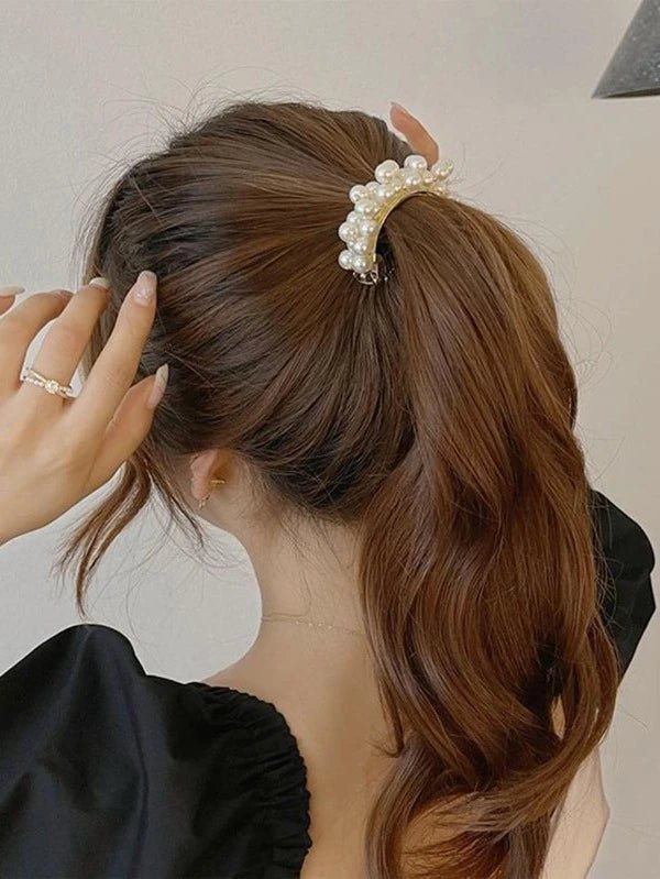 Shein - French buckle embellished with faux pearls