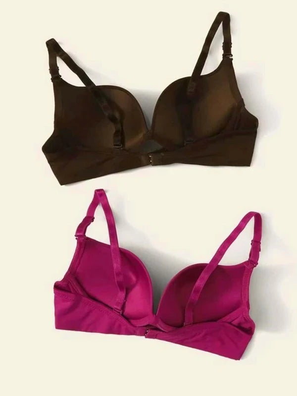 Shein Two-piece solid color lingerie bra set