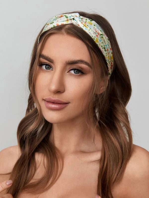 Shein- Katie Chandler floral print hairband with pleated detail