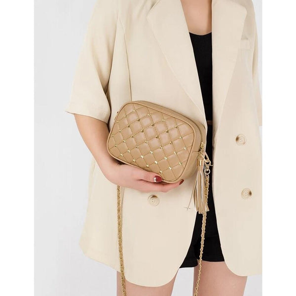 Shein- Spiked Decor Quilted Crossbody Bag