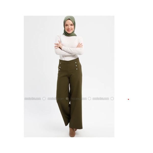 Modanisa- Veteks Line Khaki - Pants