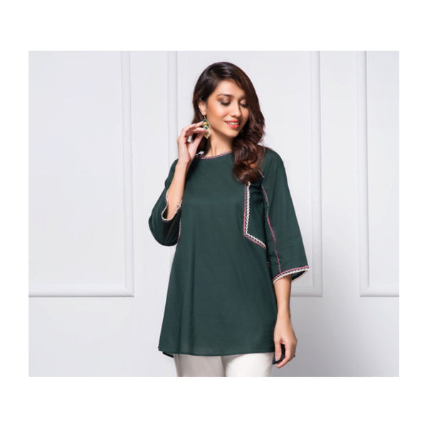 Origins- Muted Stone (Embroidered Top)- Dark Green