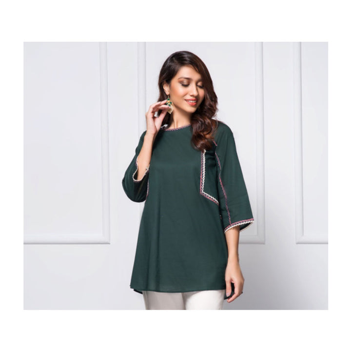 Origins- Muted Stone (Embroidered Top)- Dark Green
