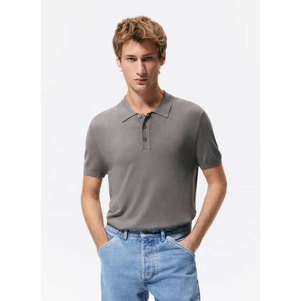 Zara- Basic Knit Polo Shirt- Grey