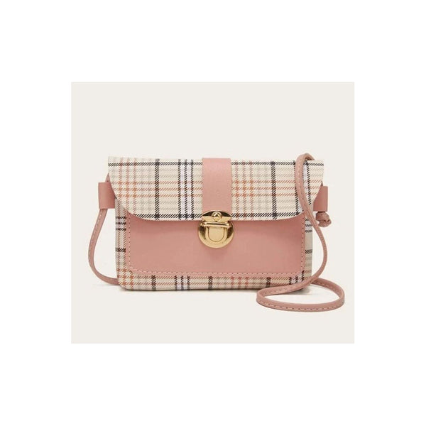 Shein- Plaid Pattern Push Lock Crossbody Bag