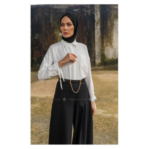 Modanisa- Refka White - Point Collar - Tunic