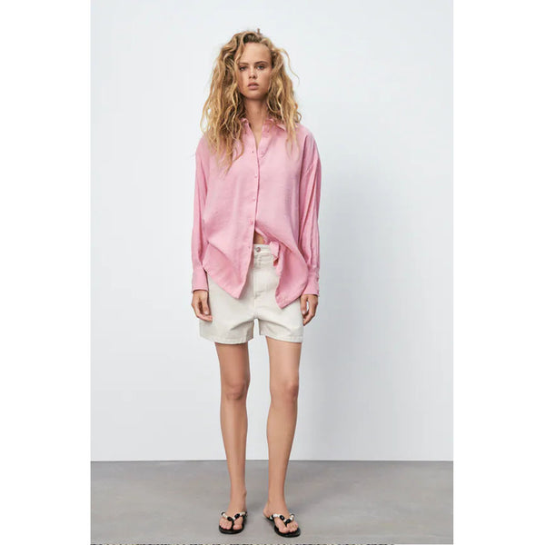 Zara- Oversize Flowing Shirt-  Mid-pink