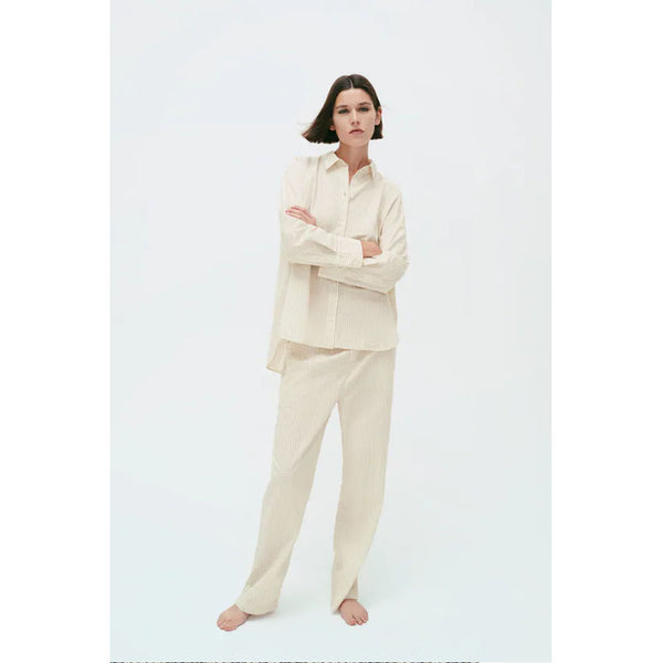 Zara- Striped Cotton Shirt- Ecru