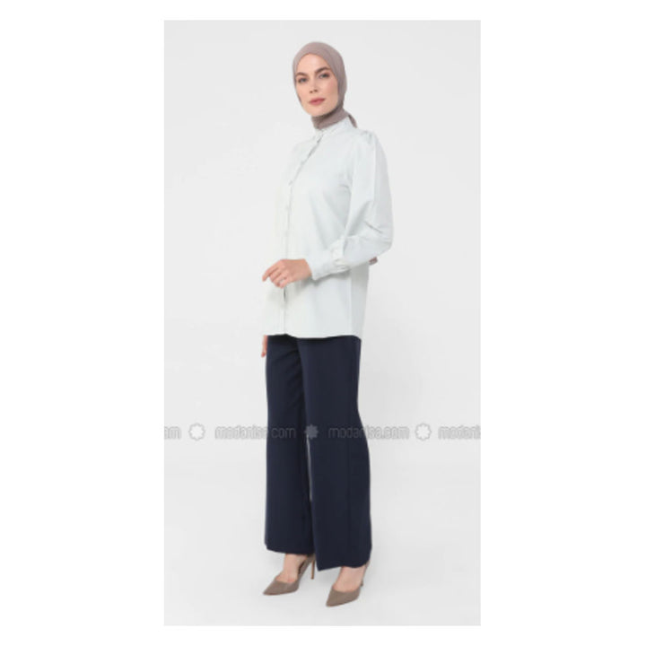 Modanisa- Refka Gray - Point Collar - Blouses