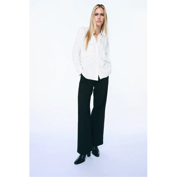 Zara- Polka Dot Shirt- Ecru/Black