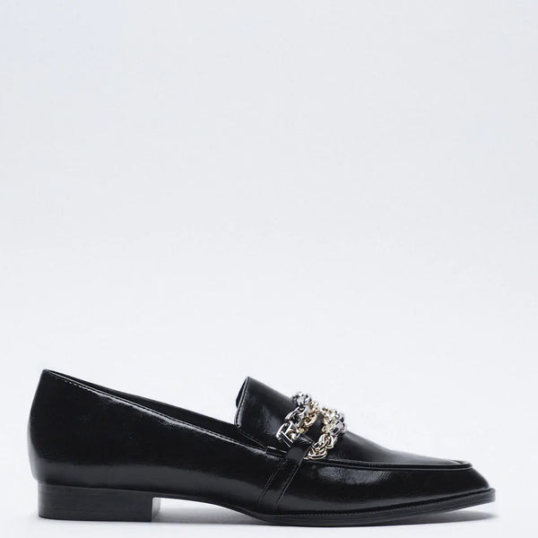 Zara- Flat Loafers With Multi-Chain Detail