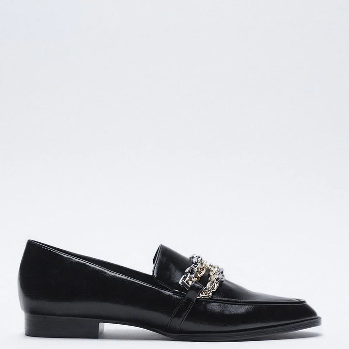Zara- Flat Loafers With Multi-Chain Detail
