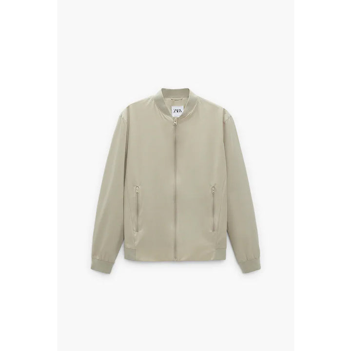 Zara- Water-Repellent Bomber Jacket- Light khaki