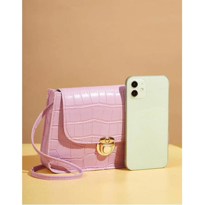 Shein- Croc Embossed Push Lock Crossbody Bag